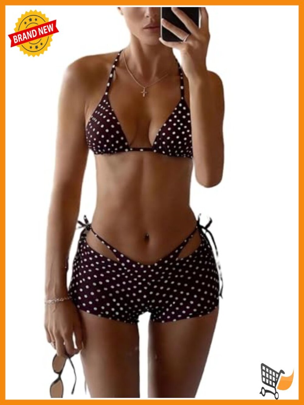 3 Piece Bikini Set with Halter Top and Shorts Cover Up Tummy Control Swimwear